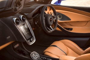 McLaren 570S Spider's cockpit is clean focusing the driver on driving.
