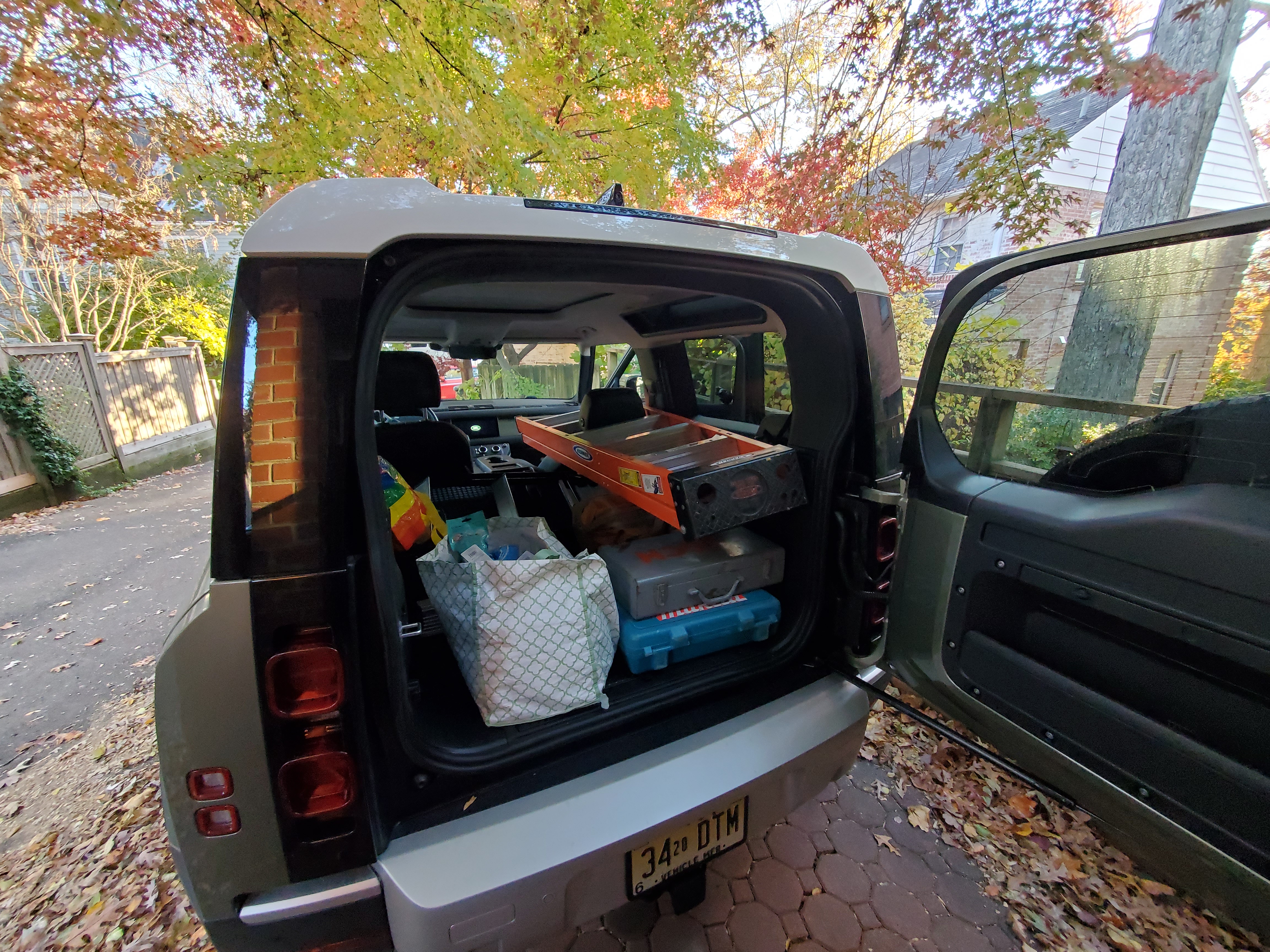 cargo area of the  land rover defender 90